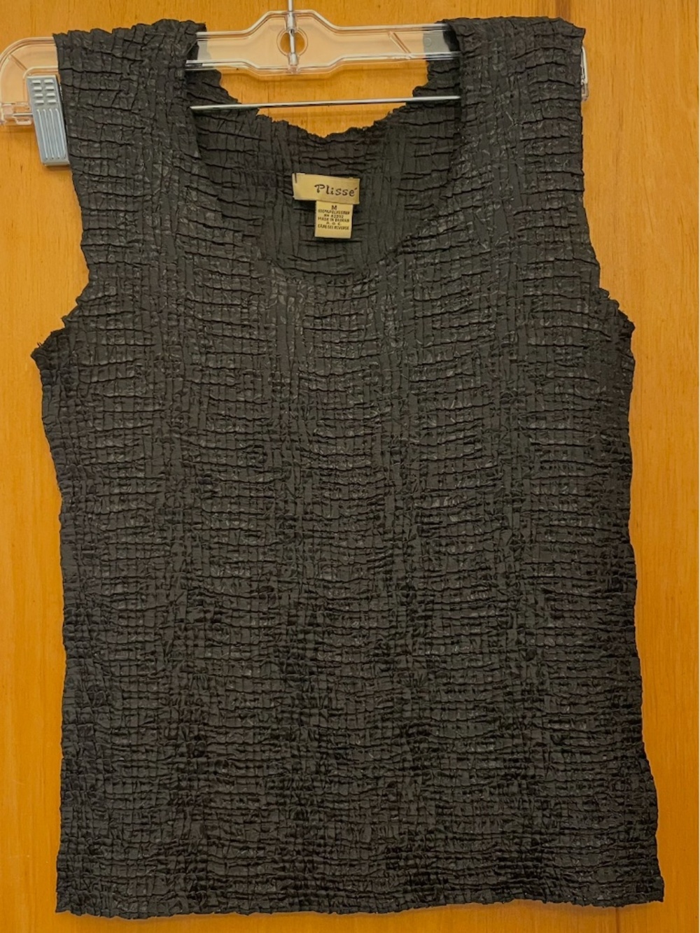 Vintage Black Plisse Tank Top